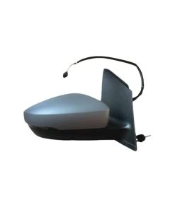 VW Polo 6 Door Mirror + Lamp +Wire Primed Square Plug 2 Pin Right 2010-2012