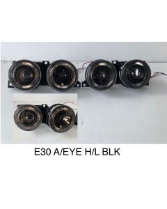 E30 Head Lamp Set Angel Eye Black 1983-1991